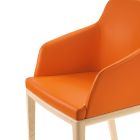 2 fåtöljer i orange konstläder och ben i ask tillverkade i Italien - spegel Viadurini