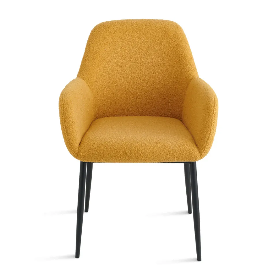 2 fåtöljer i bouclètyg i olika färger och metallram - Teodora Viadurini