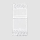 2 bordslöpare 100 % linne med lyxig vit spets tillverkad i Italien - Trionfo Viadurini