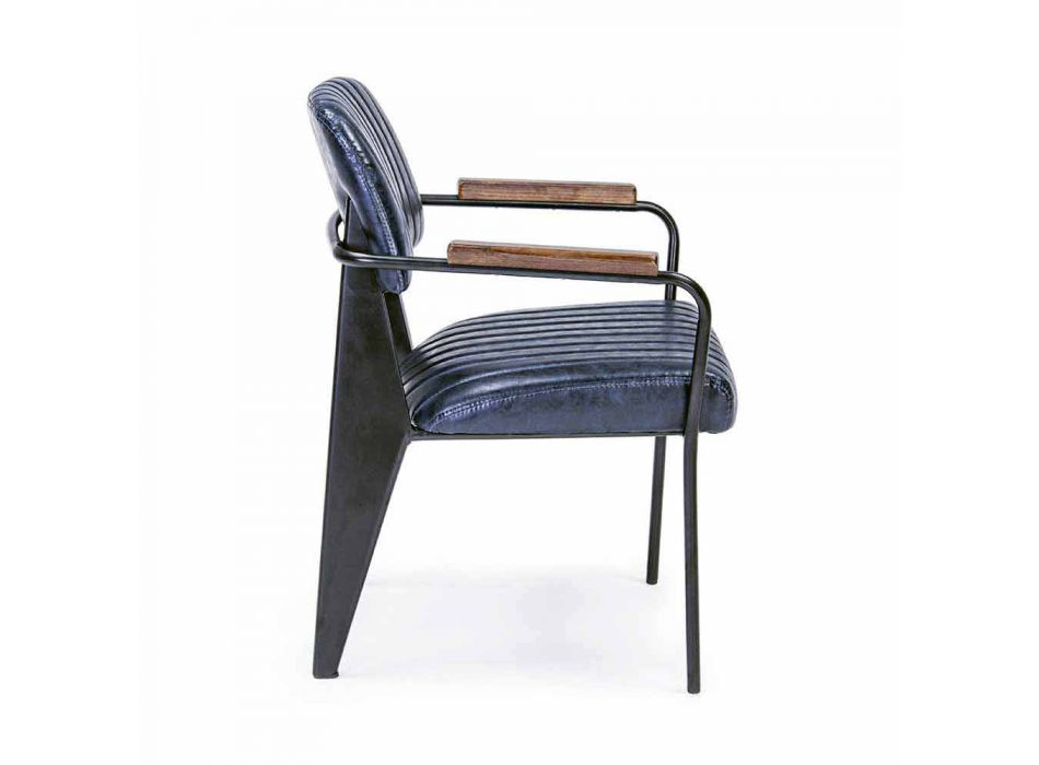2 stolar med armstöd i konstläder Vintage Effect Homemotion - Clare Viadurini