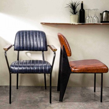 2 stolar med armstöd i konstläder Vintage Effect Homemotion - Clare
