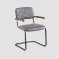 2 stolar med valfria armstöd i äkta läder och metallstruktur - portfölj