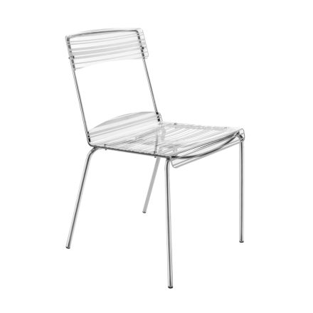 2 stapelbara stolar i plexiglas och järn Tillverkade i Italien - Timon Viadurini