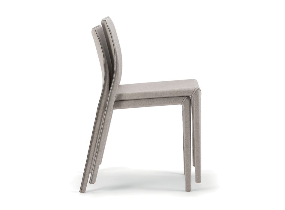 2 stapelbara stolar i polypropen, glasfiber och klädda i grå ull - skuren Viadurini