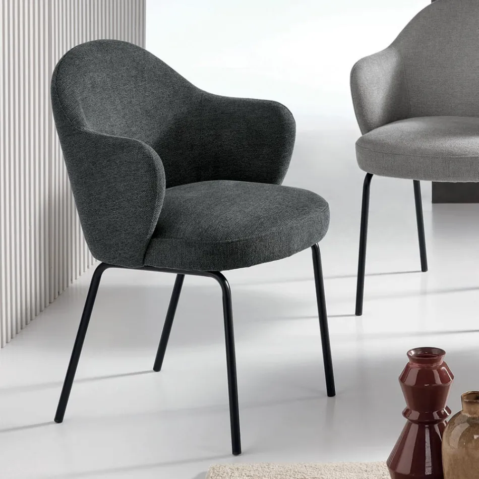 2 tygstolar med resårsits och metallram - Alighieri Viadurini