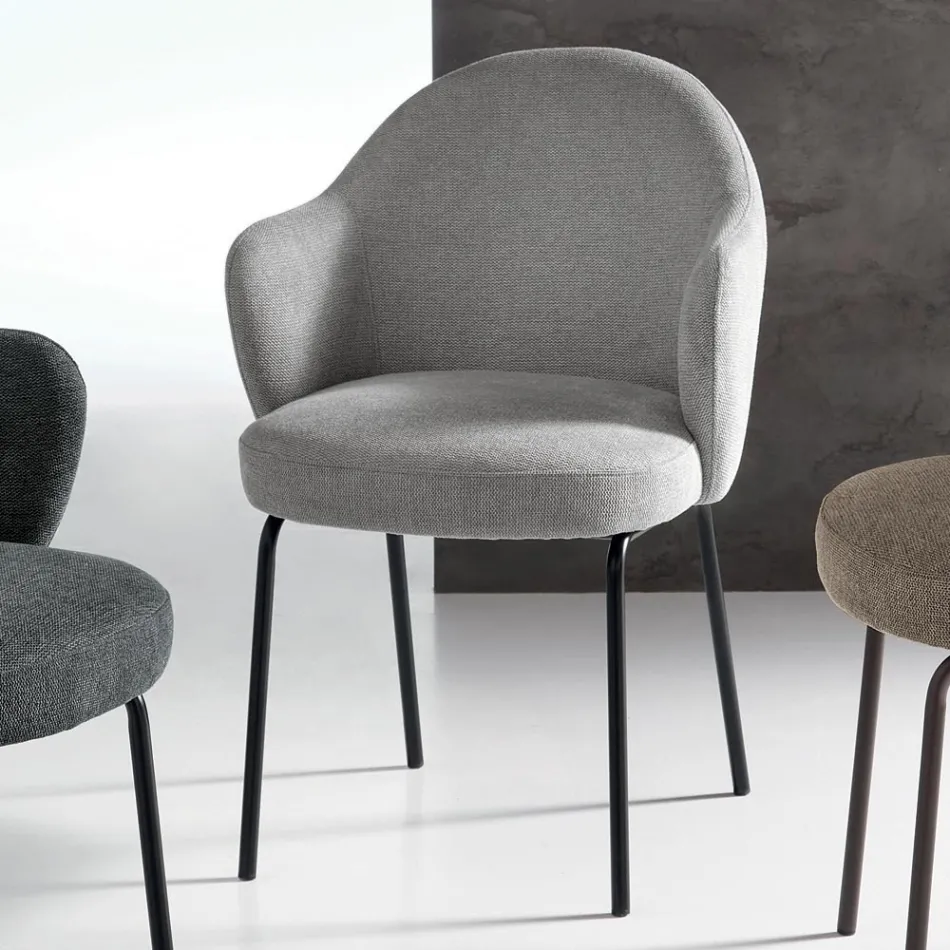 2 tygstolar med resårsits och metallram - Alighieri Viadurini