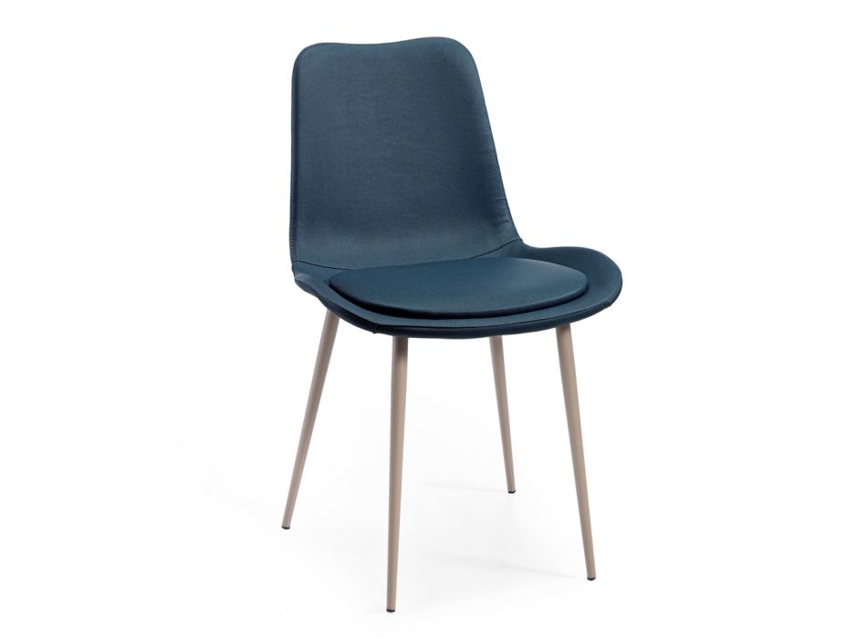 2 Monocoque stolar i trä och blått tyg tillverkade i Italien - små Viadurini