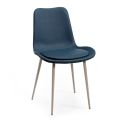 2 Monocoque stolar i trä och blått tyg tillverkade i Italien - små