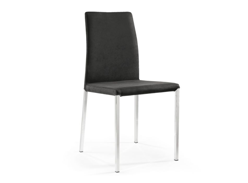 2 stolar gjorda av svart tyg och silverstålben tillverkade i Italien - Cadente Viadurini