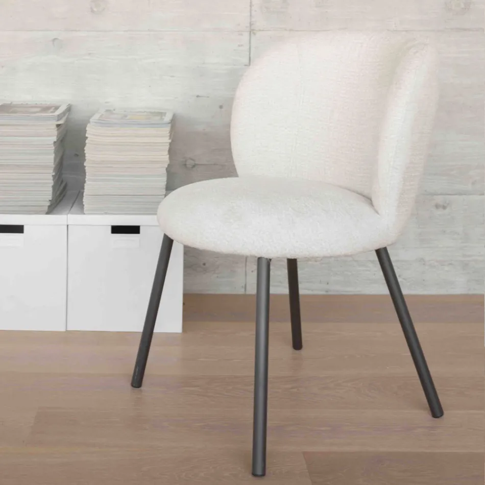 2 stolar tillverkade av grafitmetall med Bliss-tygsits - Lunea Viadurini