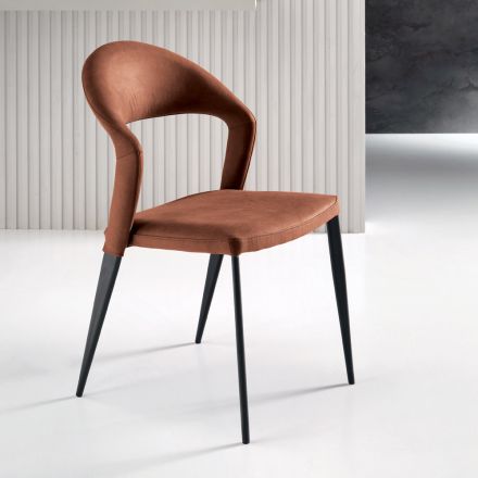 2 stolar klädda i färgat konstläder och målad metallbas - Boccaccio Viadurini