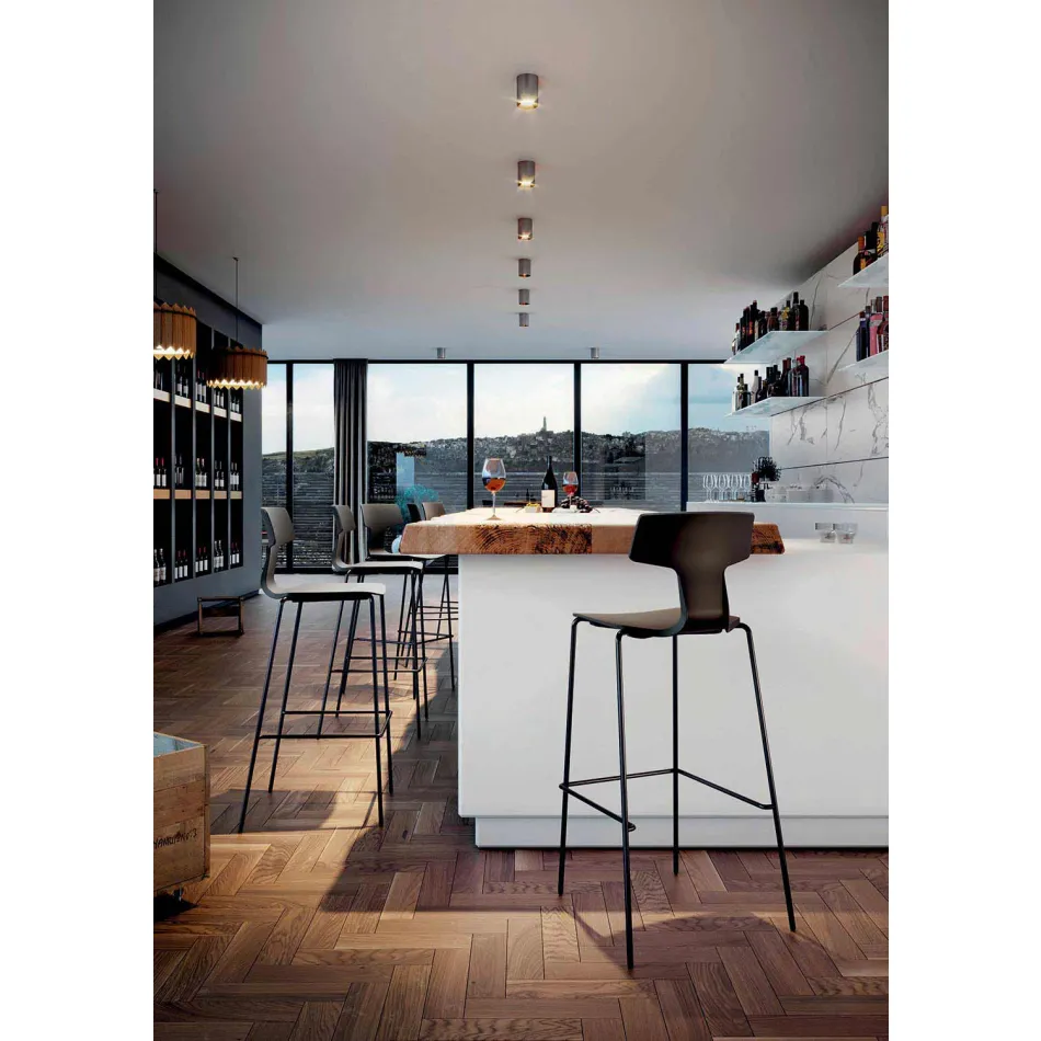 2 stapelbara barstolar i metall och polypropen tillverkad i Italien - Arlette Viadurini