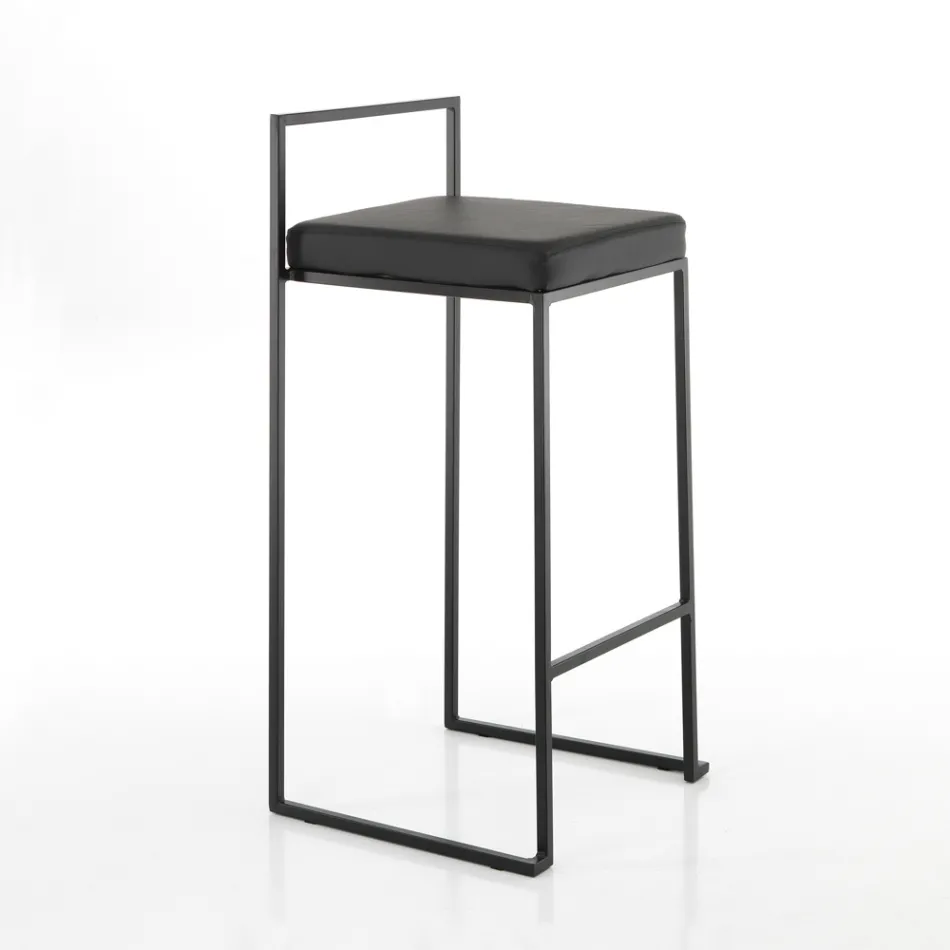 2 Vardagspallar med sits i syntetiskt läder - Afnio Viadurini