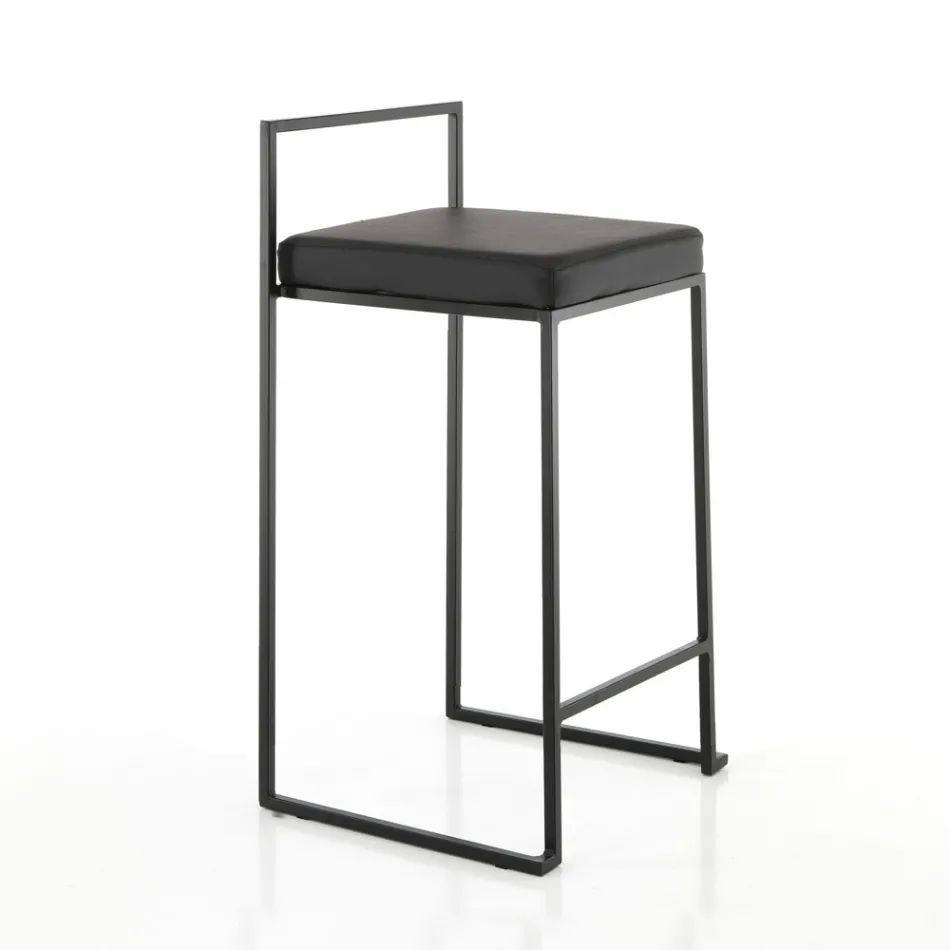 2 Vardagspallar med sits i syntetiskt läder - Afnio Viadurini