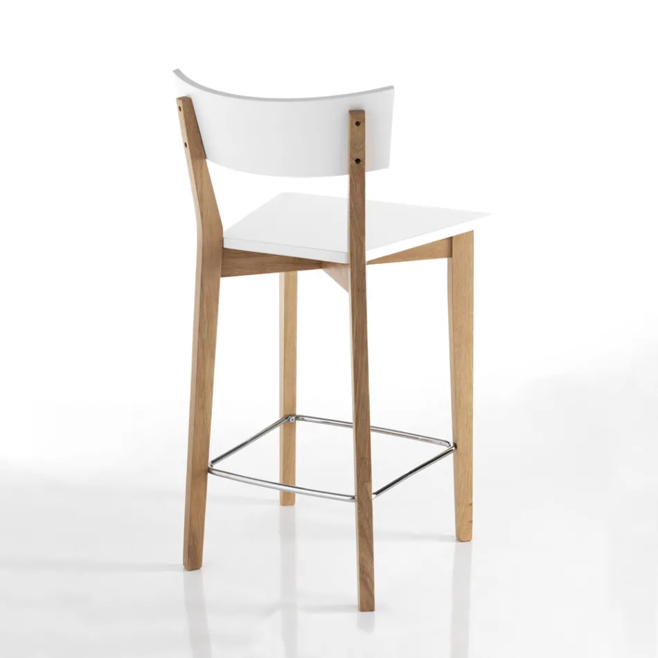 2 Vardagspallar i massivt trä - Silver Viadurini