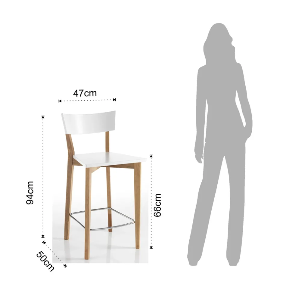 2 Vardagspallar i massivt trä - Silver Viadurini