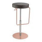 2 pallar i svart läder och roséguld stålstruktur Tillverkad i Italien - Laser Viadurini