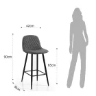 2 pallar i Aged Grey Velvet Effect Tyg - Biscia Viadurini