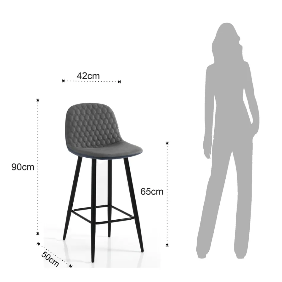 2 pallar i Aged Grey Velvet Effect Tyg - Biscia Viadurini