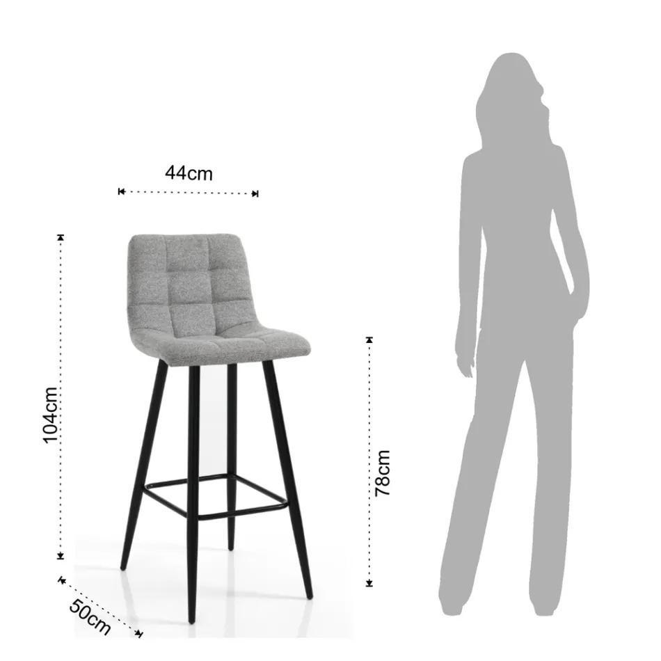 2 pallar i ljusgrå tyg och metall - koppar Viadurini