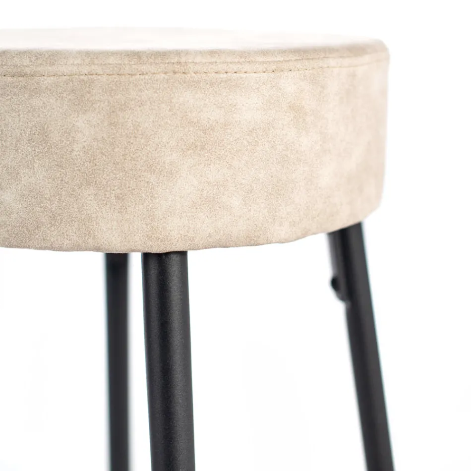 2 pallar gjorda av mikrofibertygsits och metallstruktur - Ronik Viadurini