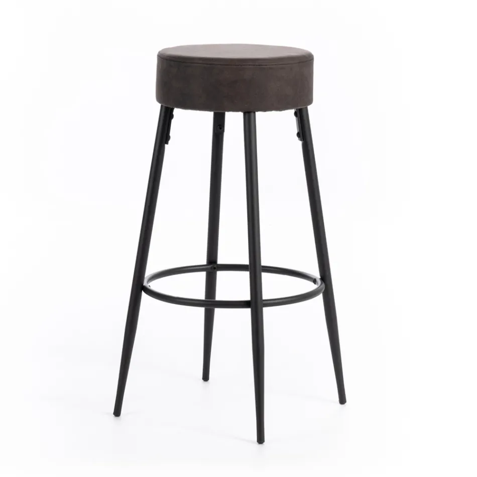 2 pallar gjorda av mikrofibertygsits och metallstruktur - Ronik Viadurini