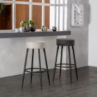 2 pallar gjorda av mikrofibertygsits och metallstruktur - Ronik Viadurini