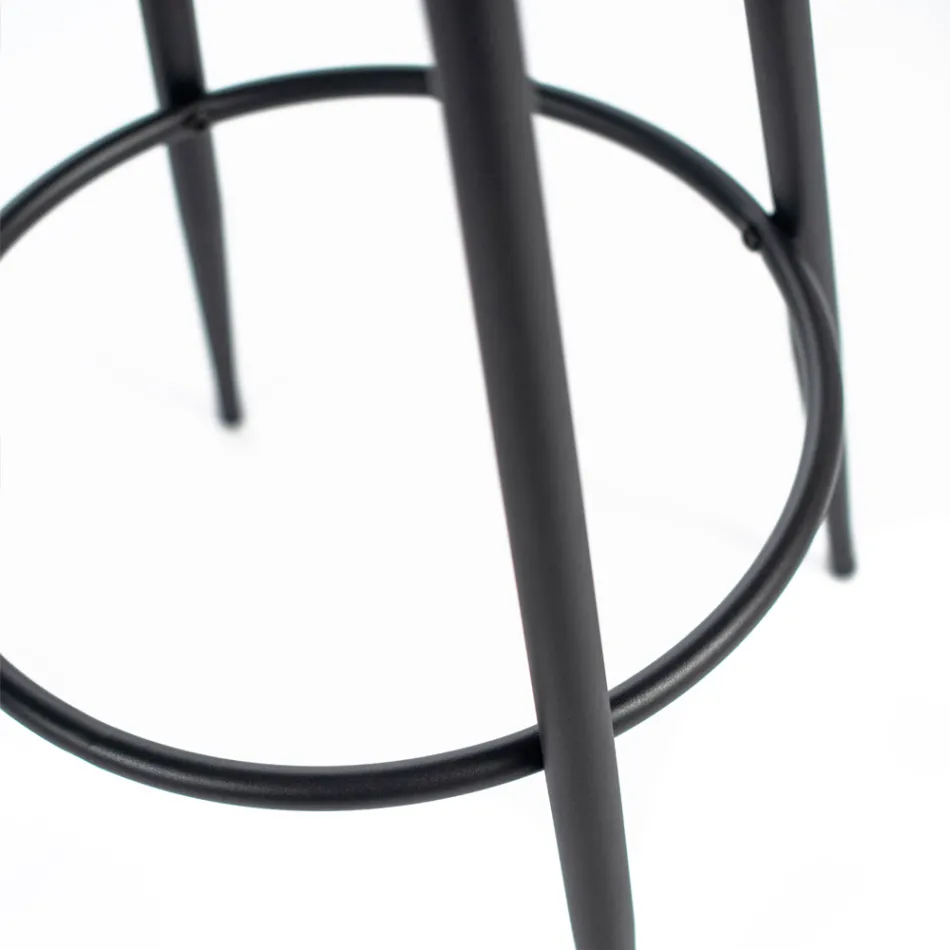 2 pallar gjorda av mikrofibertygsits och metallstruktur - Ronik Viadurini