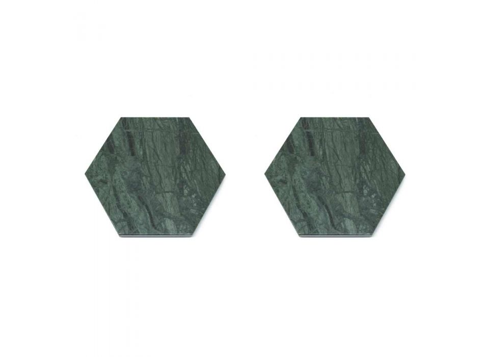 2 sexkantiga underlägg i vit, svart eller grön marmor tillverkad i Italien - Paulo Viadurini