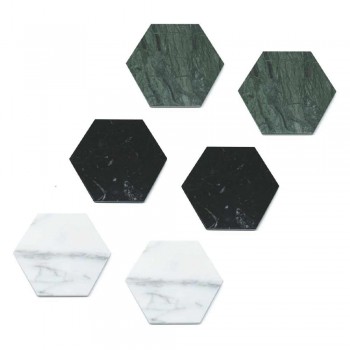 2 sexkantiga underlägg i vit, svart eller grön marmor tillverkad i Italien - Paulo