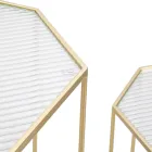 2 telefonbord i gyllene järn- och glasskiva - Pope Viadurini