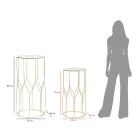 2 telefonbord i gyllene järn- och glasskiva - Pope Viadurini