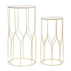 2 telefonbord i gyllene järn- och glasskiva - Pope Viadurini