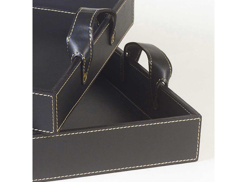 2 svart läder designar fack 41x28x5cm och 45x32x6cm Anastasia Viadurini