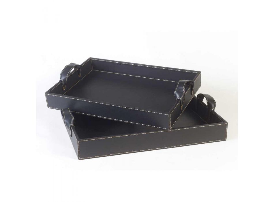 2 svart läder designar fack 41x28x5cm och 45x32x6cm Anastasia