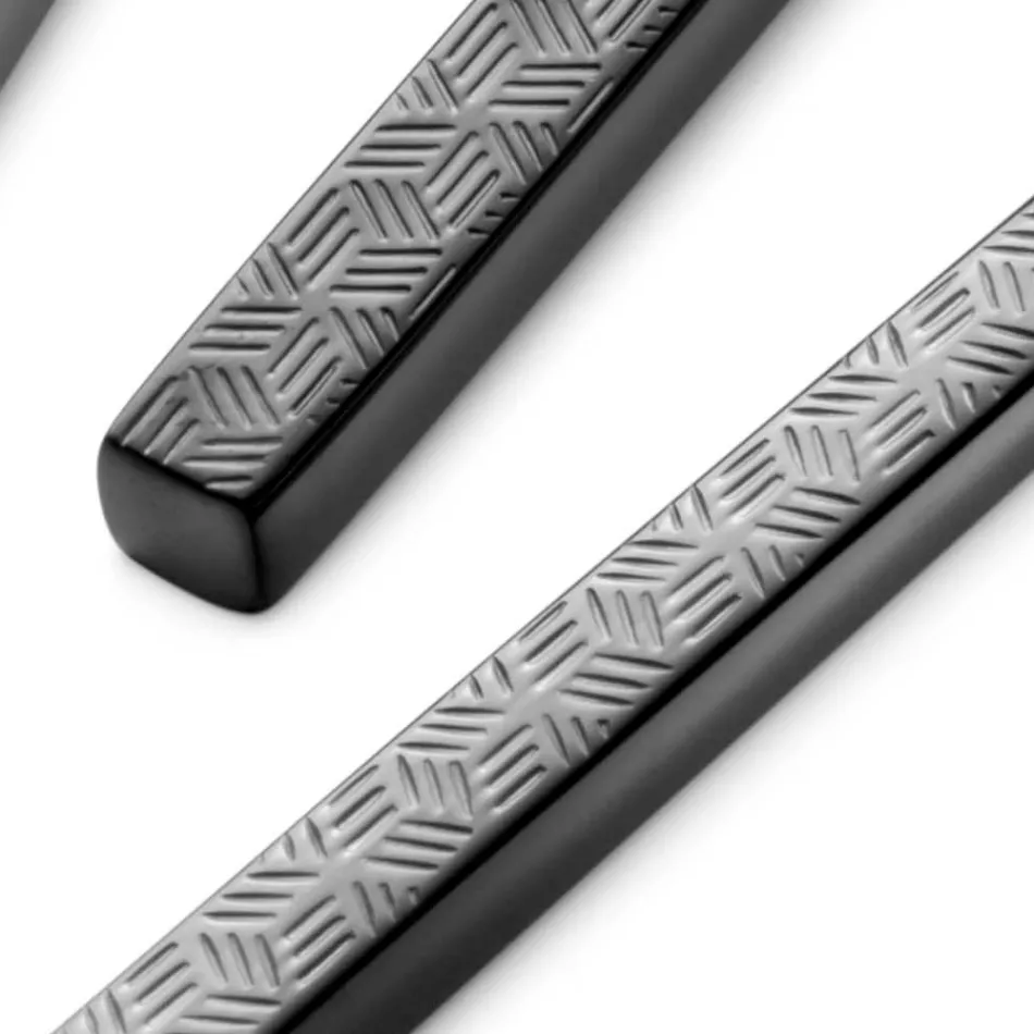 24 polerade smidda stålbestick med origami tillverkade i Italien - Osaka Viadurini