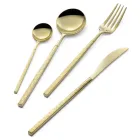 24 polerade smidda stålbestick med origami tillverkade i Italien - Osaka Viadurini