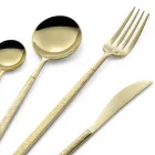 24 polerade smidda stålbestick med origami tillverkade i Italien - Osaka Viadurini