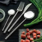 24 polerade smidda stålbestick med origami tillverkade i Italien - Osaka Viadurini