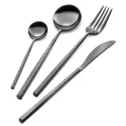 24 polerade smidda stålbestick med origami tillverkade i Italien - Osaka Viadurini