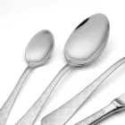 24 Bestick i rostfritt stål med Damaskus laserdekor av modern design - Tantasa Viadurini