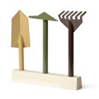 3 Trädgårdsverktyg av metall med träbas gjorda i Italien - Trädgård Viadurini