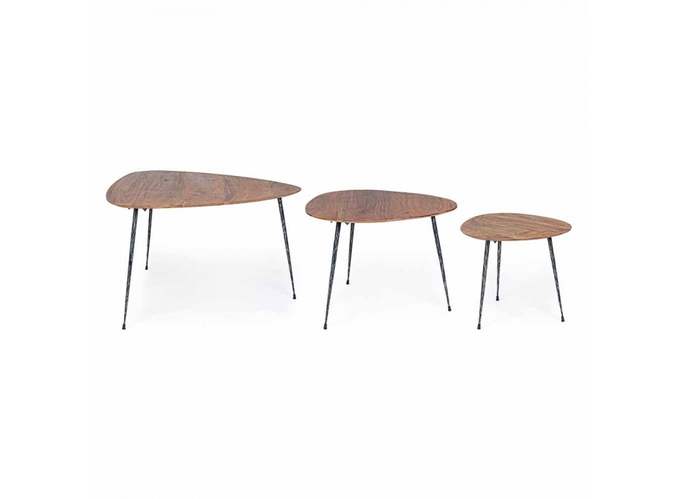 3 moderna kaffebord med Homemotion Mango Wood Top - Kalidi