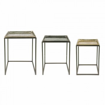 3 fyrkantiga kaffebord i aluminium och stål Homemotion - Quinzio