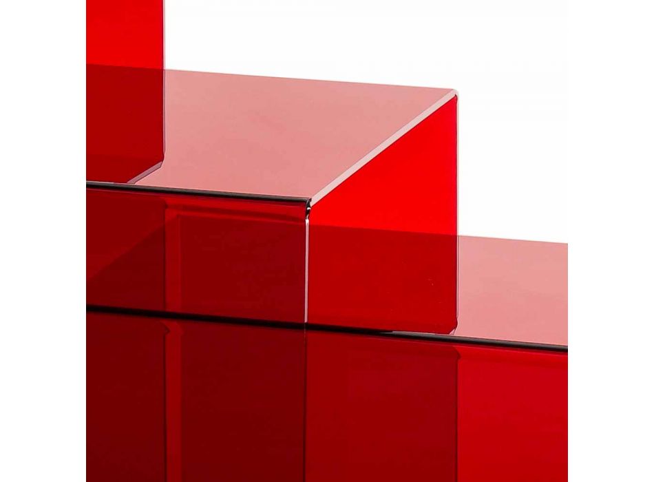 3 röda stapel tabeller Amalia, modern design, tillverkad i Italien Viadurini