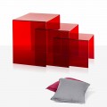 3 röda stapel tabeller Amalia, modern design, tillverkad i Italien