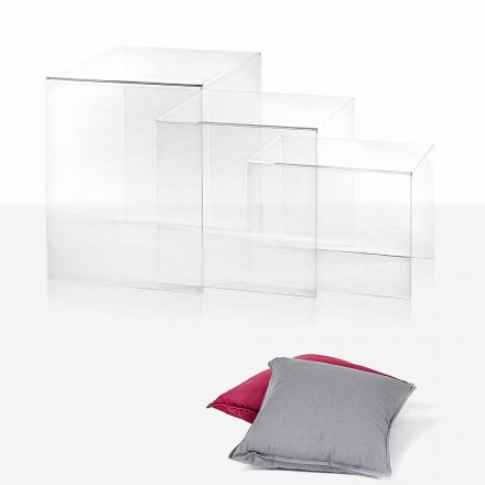 3 transparenta stapel tabeller Amalia design, tillverkad i Italien Viadurini