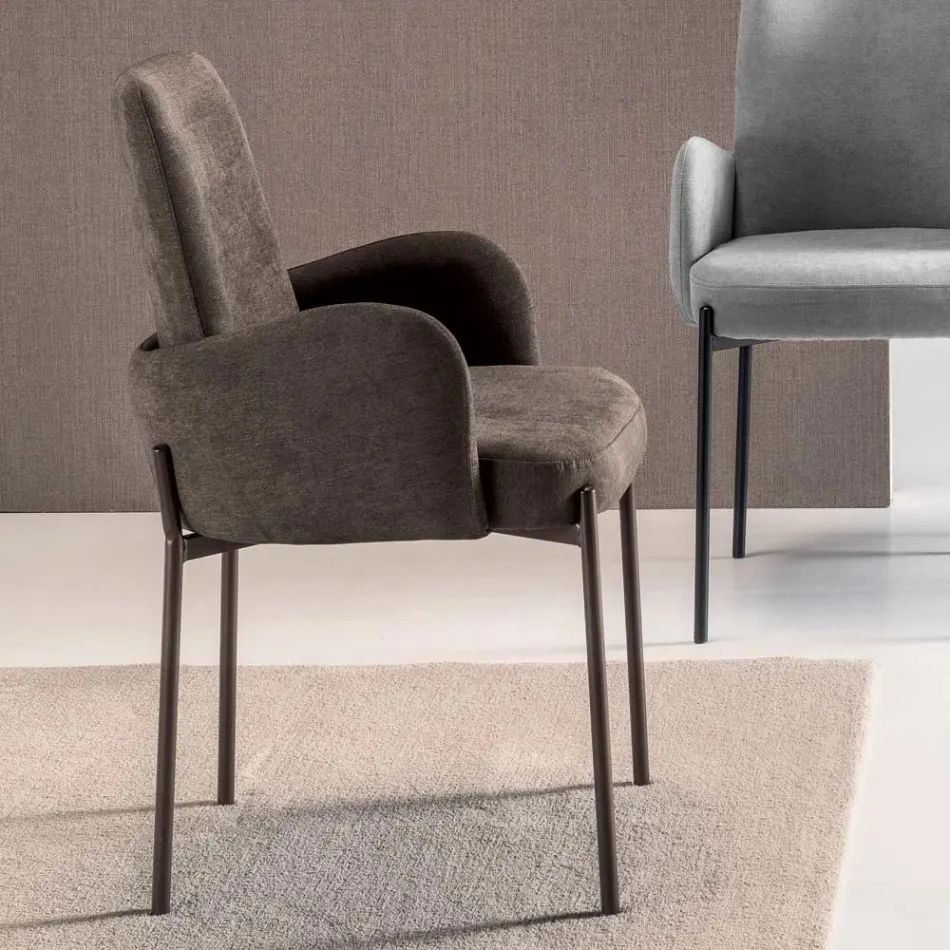 4 fåtöljer i färgat tyg och målad metallram - Lamberta Viadurini