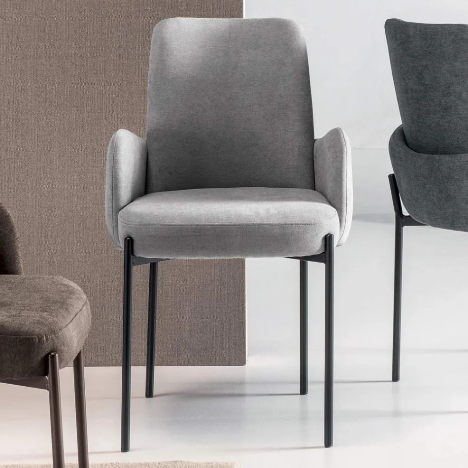 4 fåtöljer i färgat tyg och målad metallram - Lamberta Viadurini