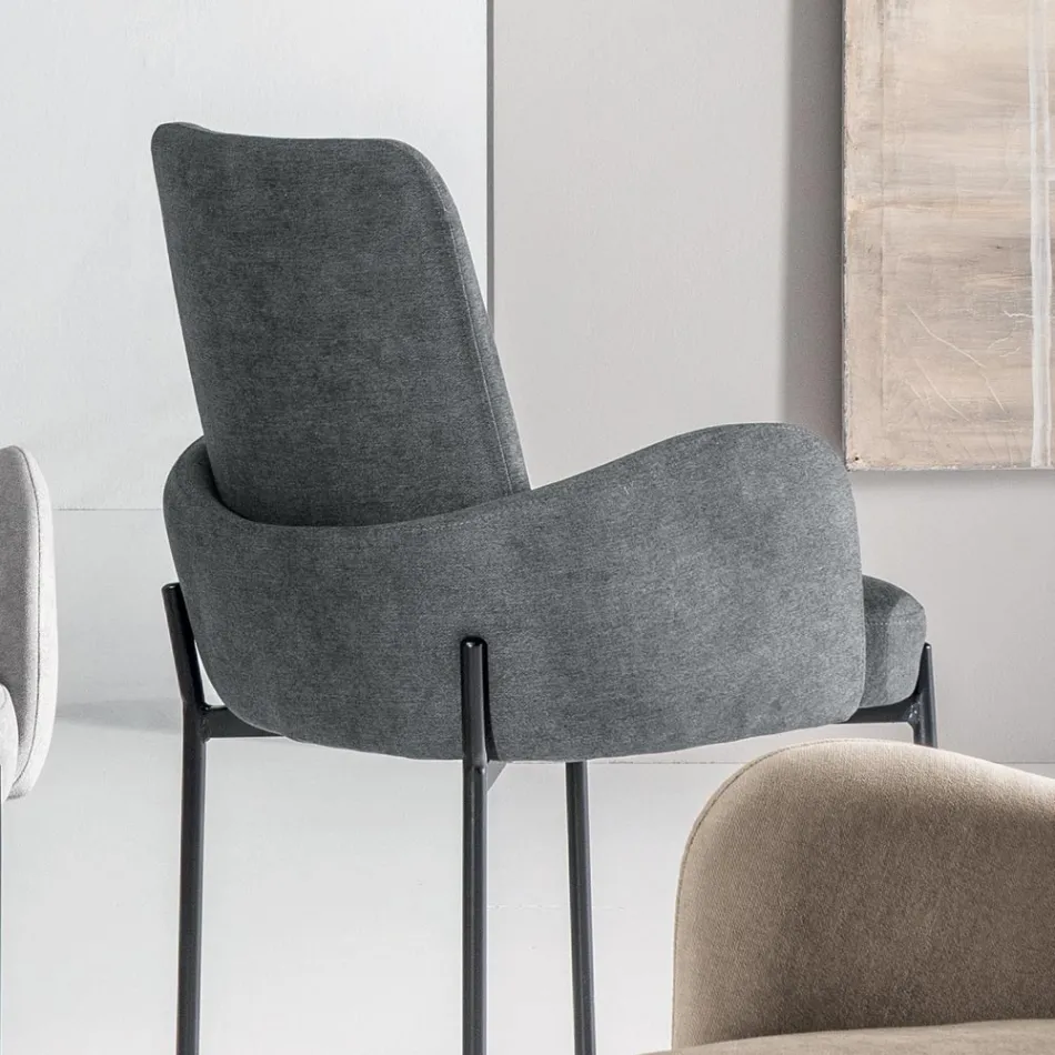 4 fåtöljer i färgat tyg och målad metallram - Lamberta Viadurini